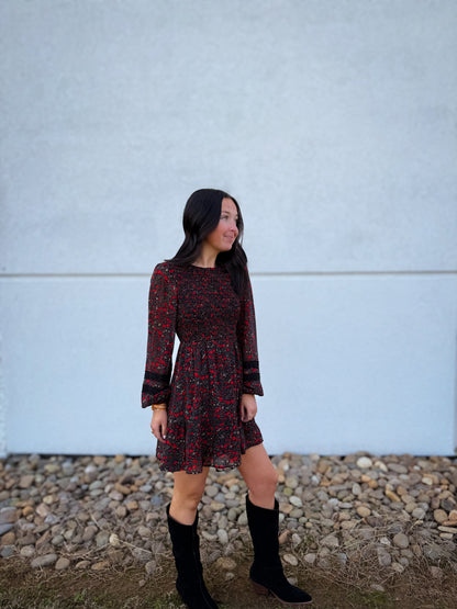 Merry Blooms Chiffon Mini Dress