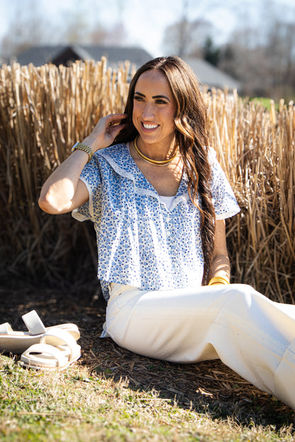 Free People - Truly Yours Printed Blouse - IVORY COMBO - DAISY