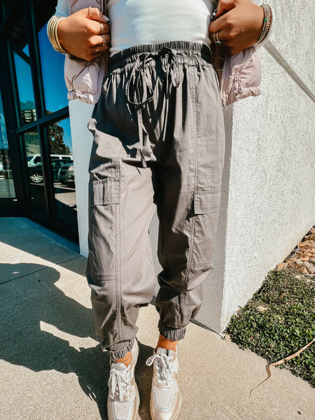 Cotton Cargo Joggers - CHARCOAL
