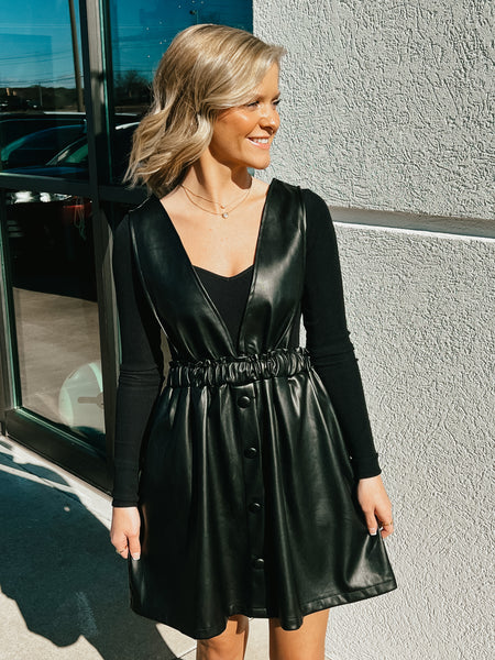 So Chic Faux Leather Dress