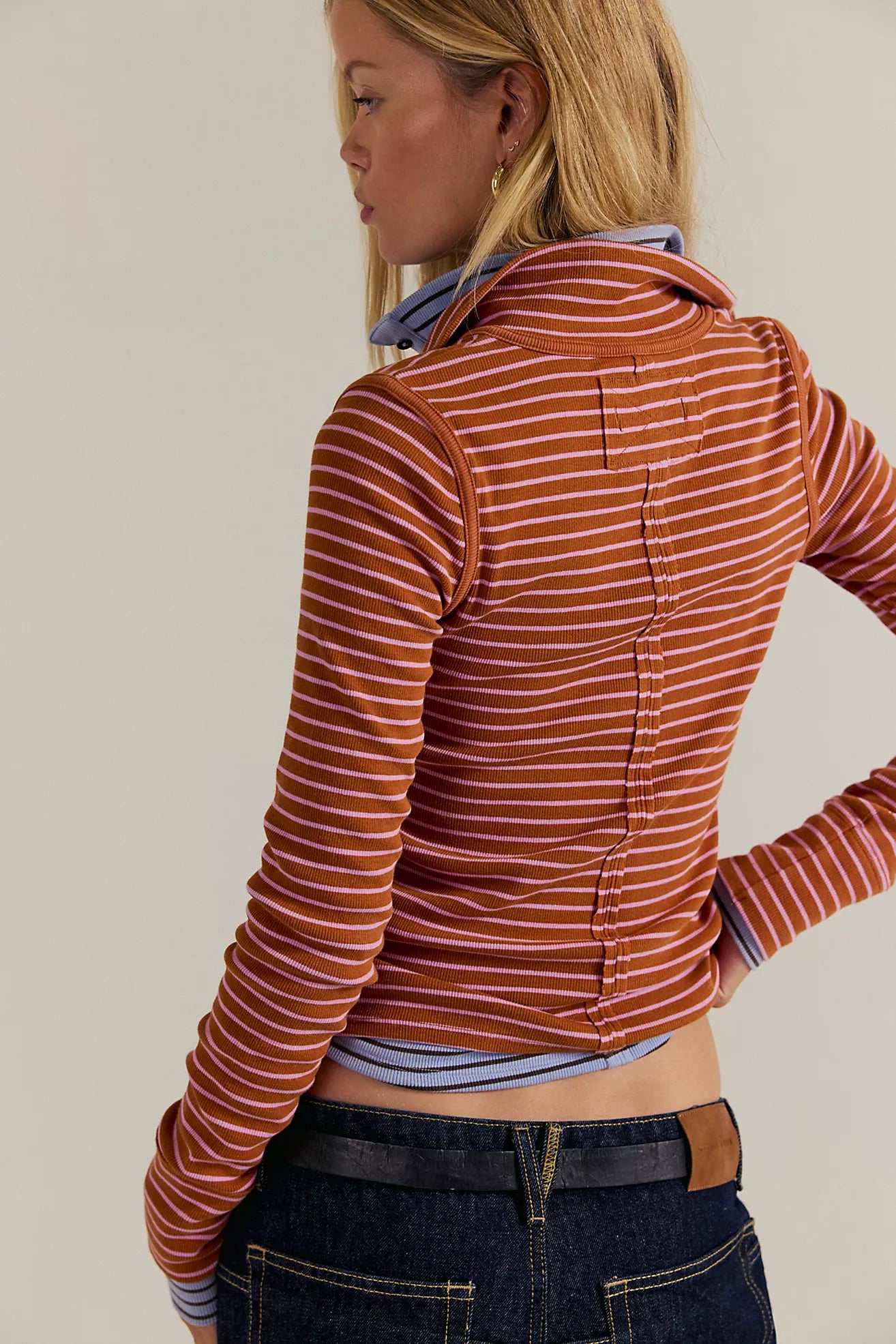 Free People - Lake Stripe Henley - CINNAMON COMBO