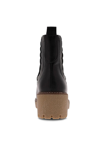 MIA Kellen Scalloped Chelsea Boot - Black Platform Block Heel