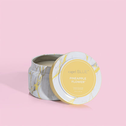 Capri Blue - Pineapple Flower - Modern Marble Printed Travel Tin, 8.5oz