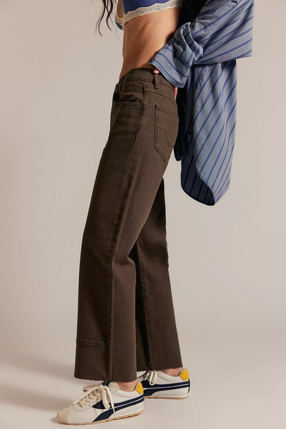 Free People - Risk Taker Mid-Rise Jeans - WORKWEAR BROWN