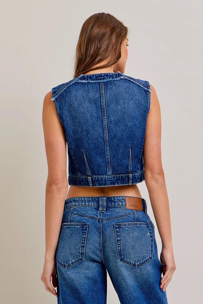 Hidden - Abbey Dark Wash Cropped Denim Vest