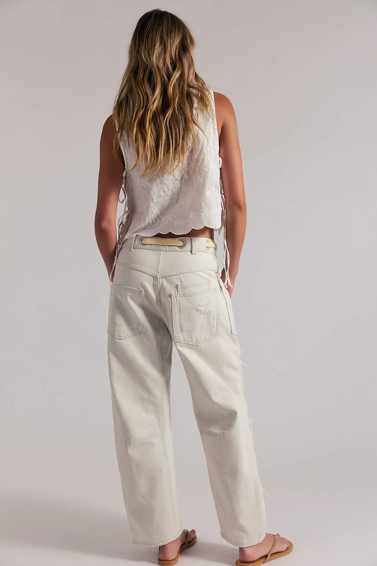 Free People - Moxie Pull-On Barrel Jeans - SEA MIST