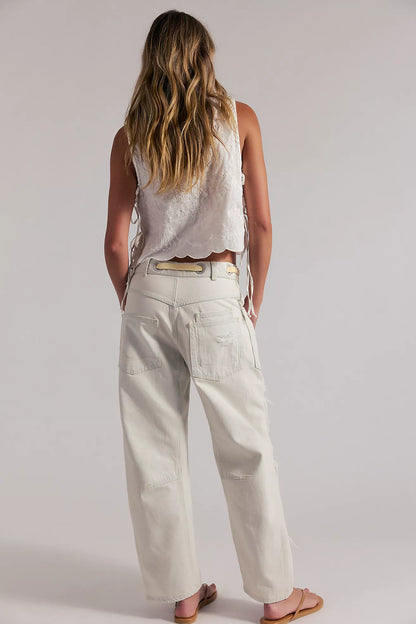 Free People - Moxie Pull-On Barrel Jeans - SEA MIST