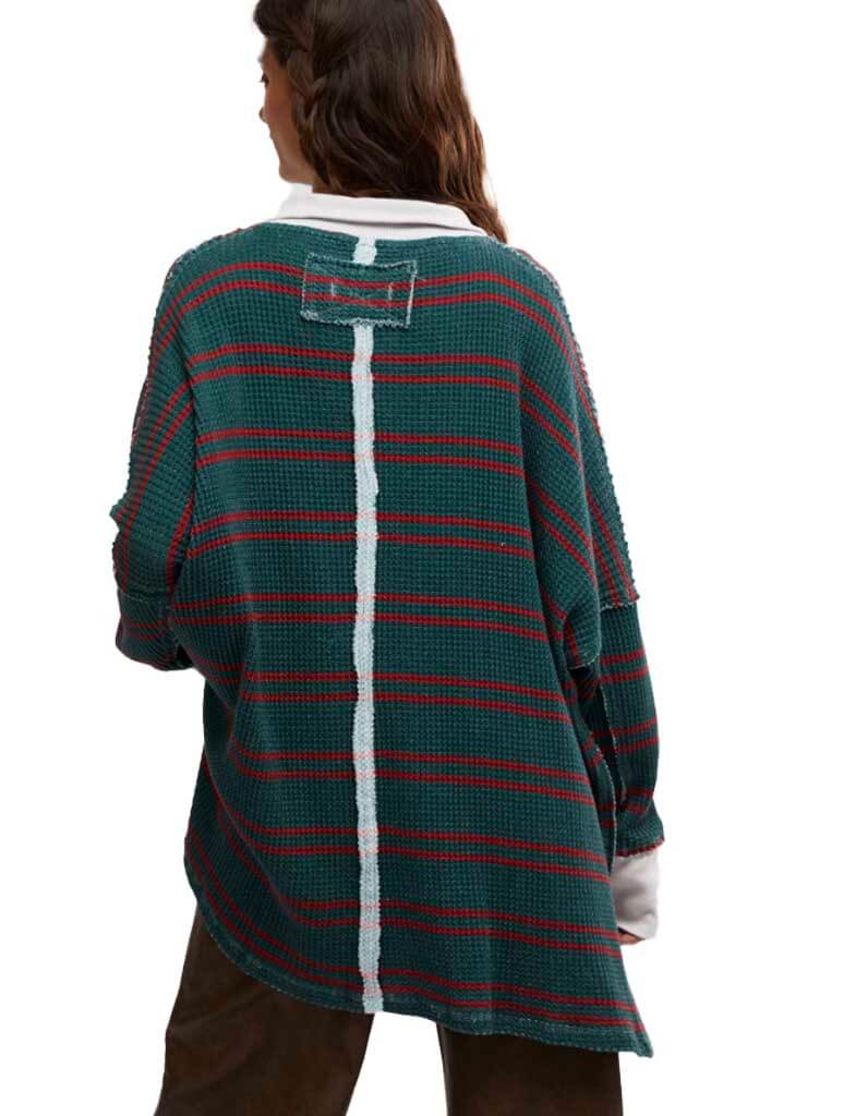 Free People - Striped Travis Polo - Forest Combo