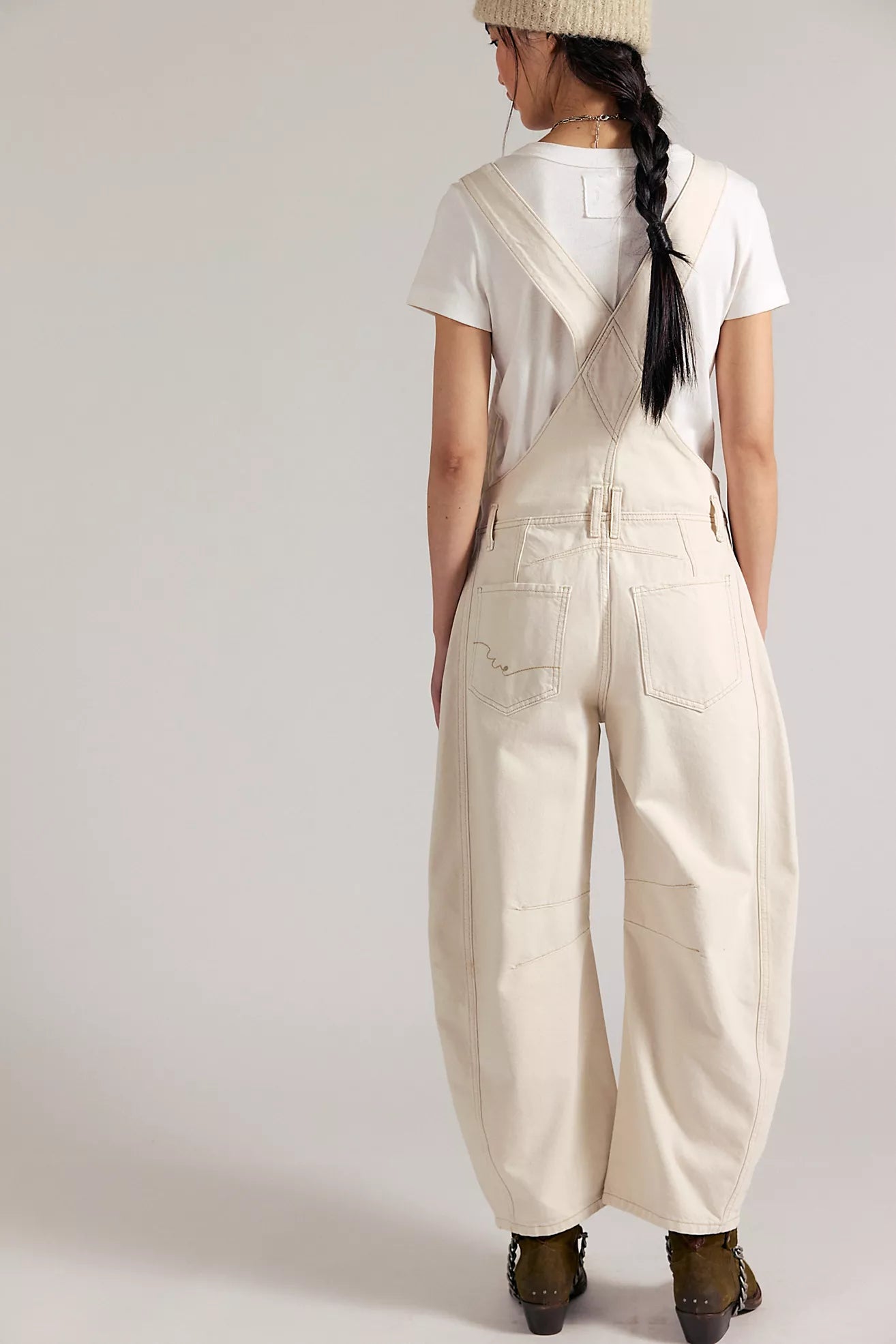 Free People - Good Luck Barrel Overalls - MILK