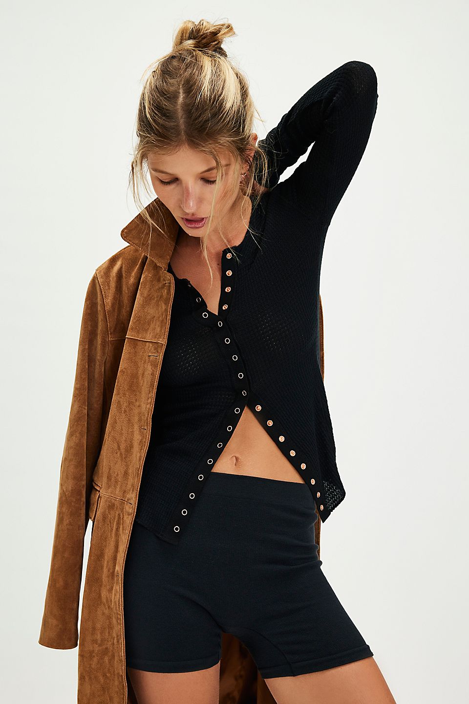 Free People - Going Places Cardi - BLACK