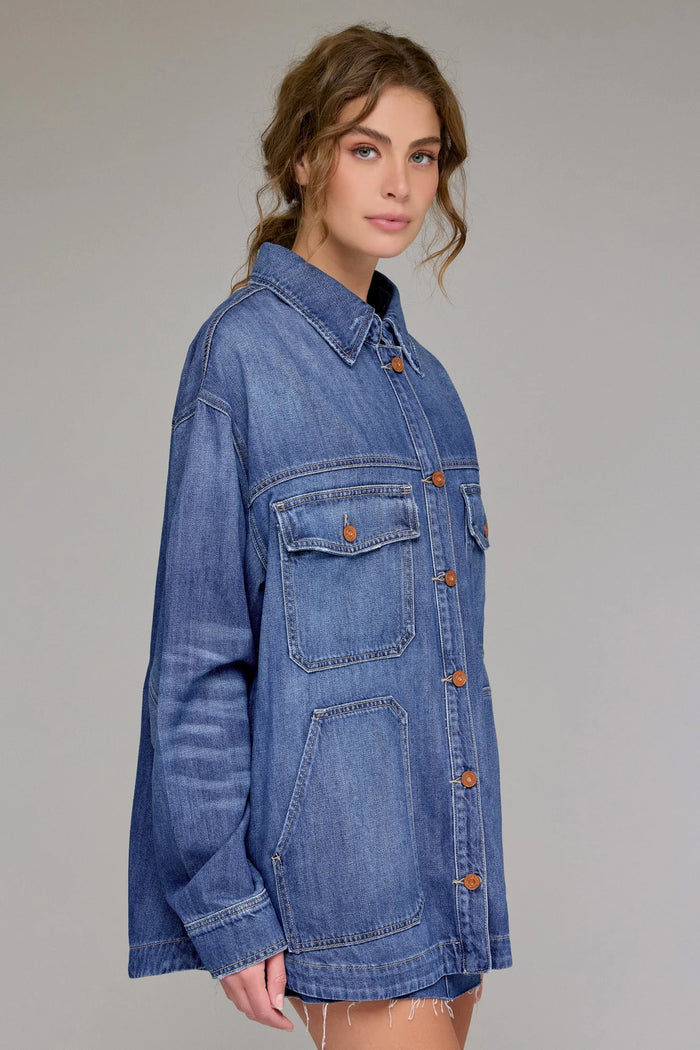 Hidden - Abbey Medium Wash Oversized Shacket