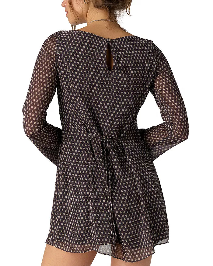 Free People - Jolie Printed Mini Dress - Dark Black/Brown Combo