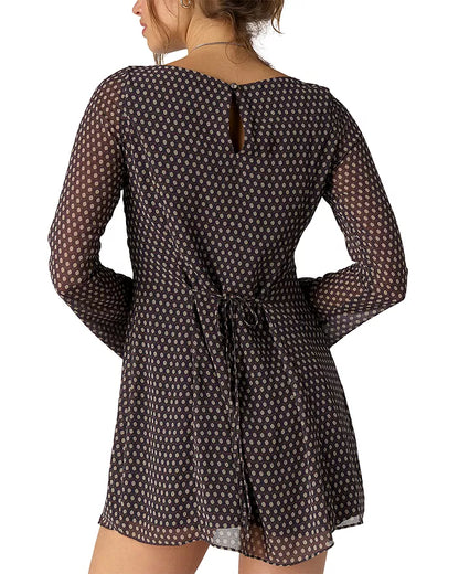 Free People - Jolie Printed Mini Dress - Dark Black/Brown Combo