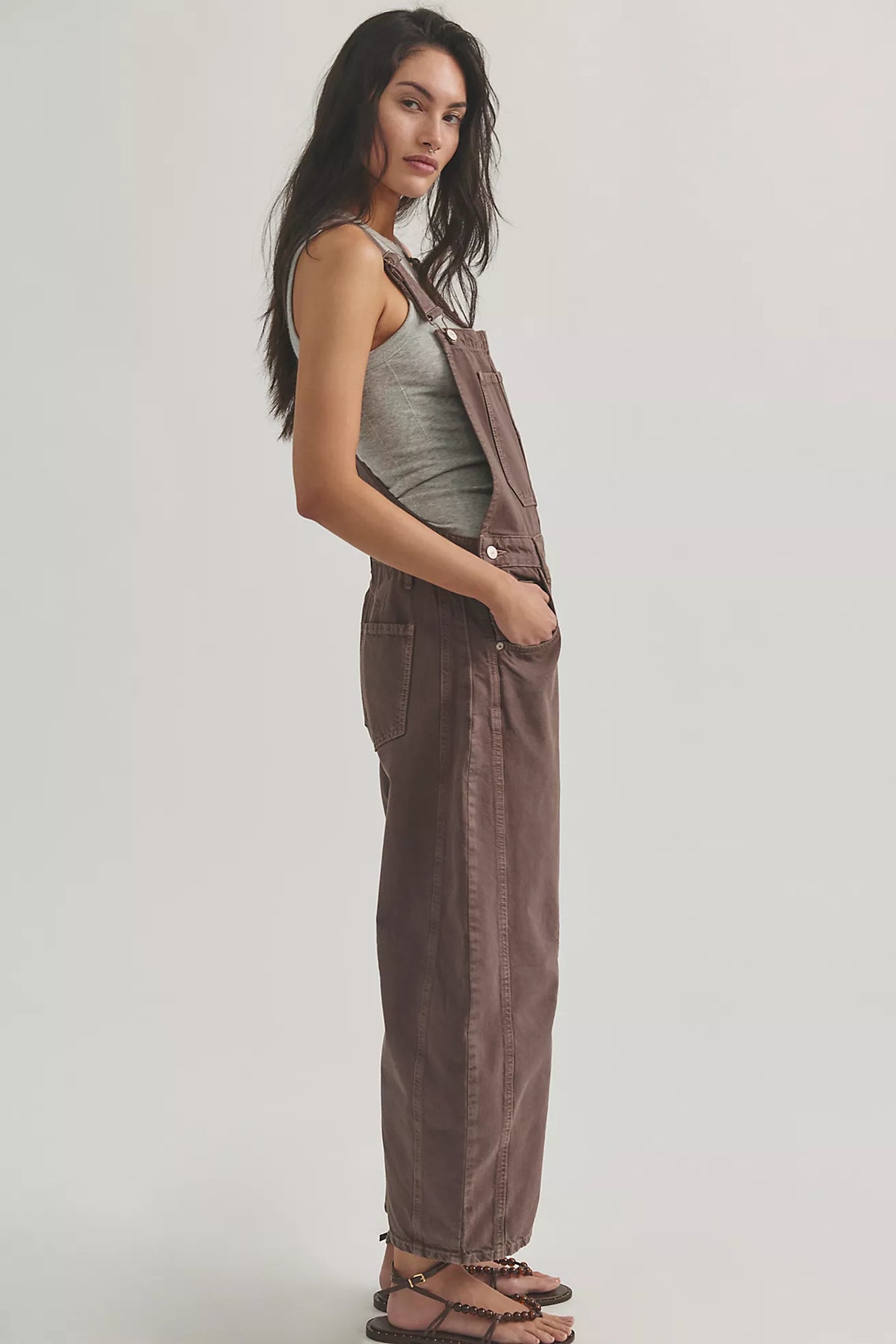 Free People - Good Luck Barrel Overalls - Chocolate Mousse