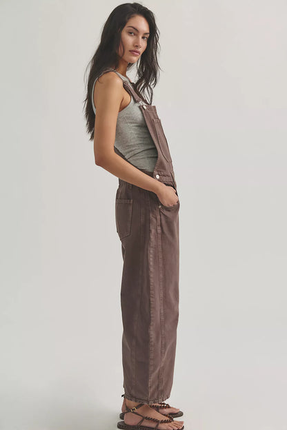 Free People - Good Luck Barrel Overalls - Chocolate Mousse