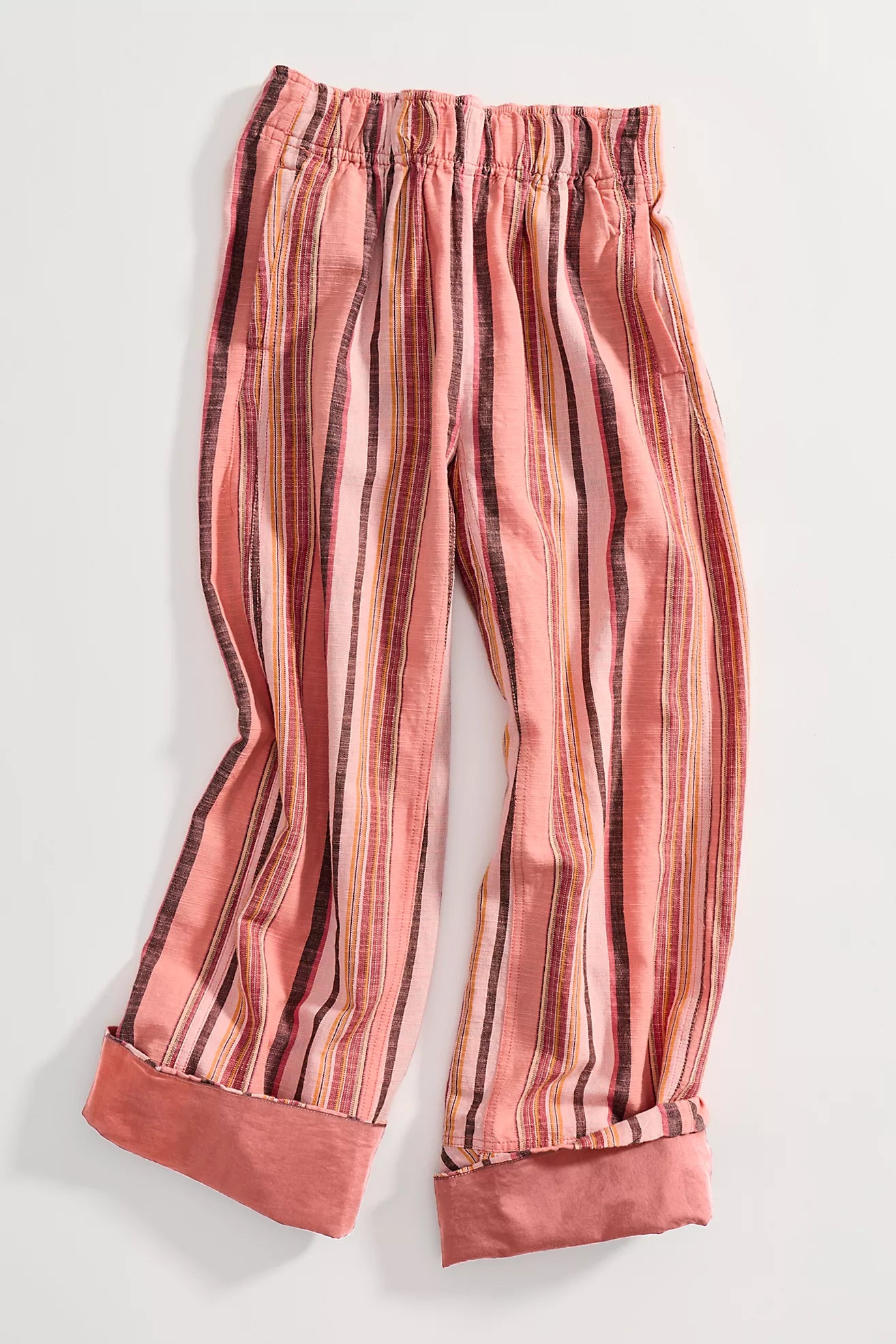 Free People - Day's End Linen Striped Pull-On Pants - SOFT CORAL COMBO