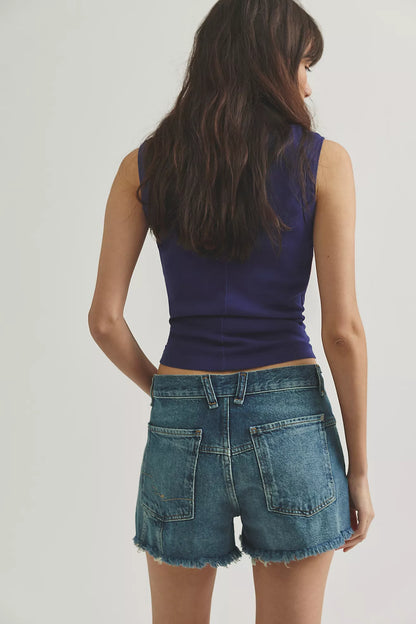 Free People We The Free - Now Or Never Distressed Denim Short - SENSATIONAL