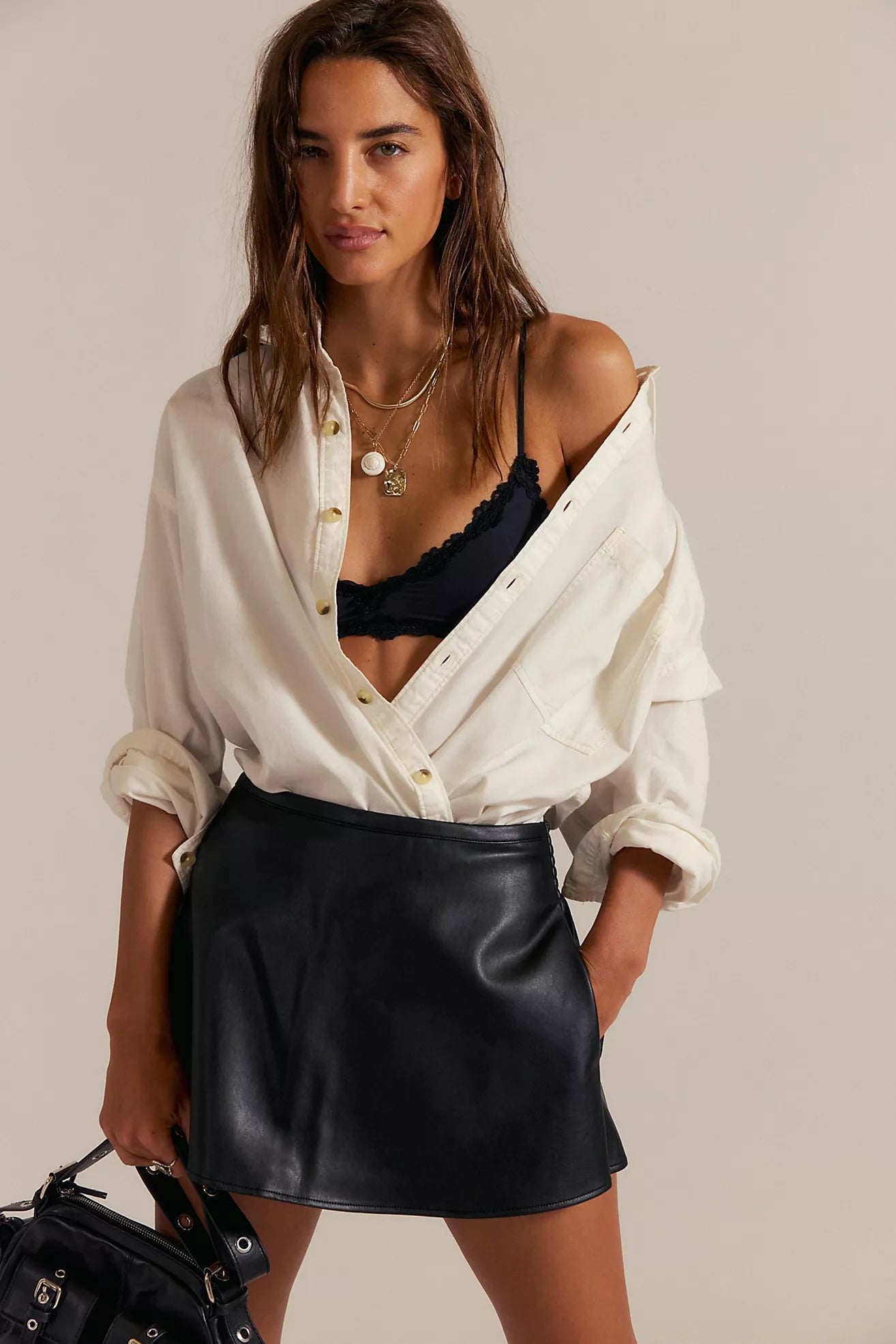 Free People - Paradise Found Vegan Skort - BLACK