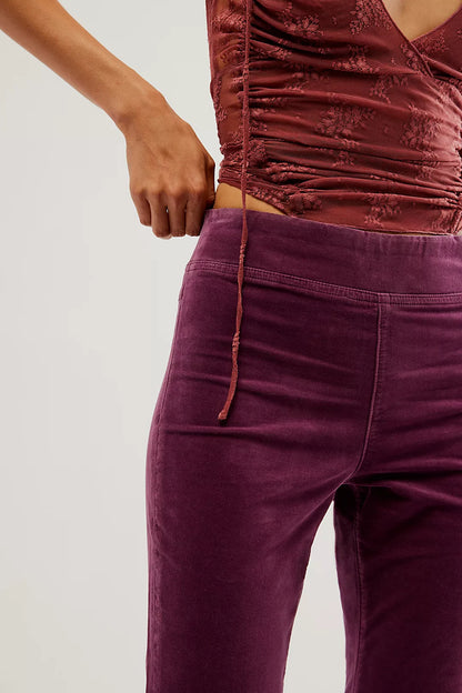 Free People - In My Feelings Velvet Crop Slim Flare Pants - FIG JAM