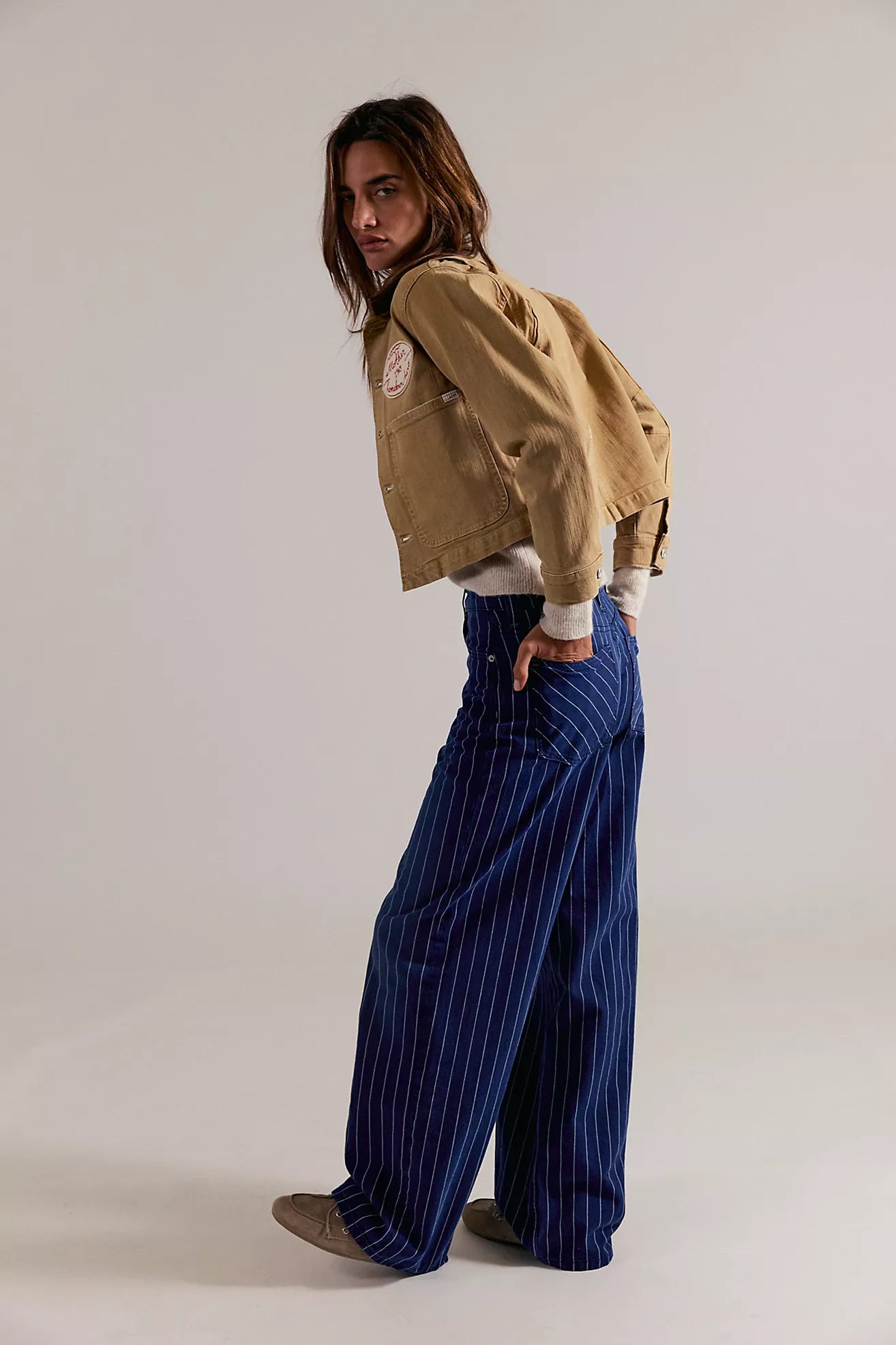 Free People - Nia Striped Boyfriend Jeans - INDIGO PINSTRIPE