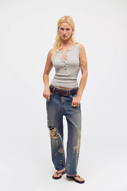 Free People - We The Free Jamie Henley Ribbed Tank - Quiet Grey