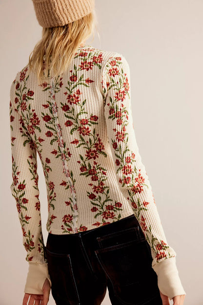 Free People - Pretty Little Thermal - SAND COMBO FOLK VINE
