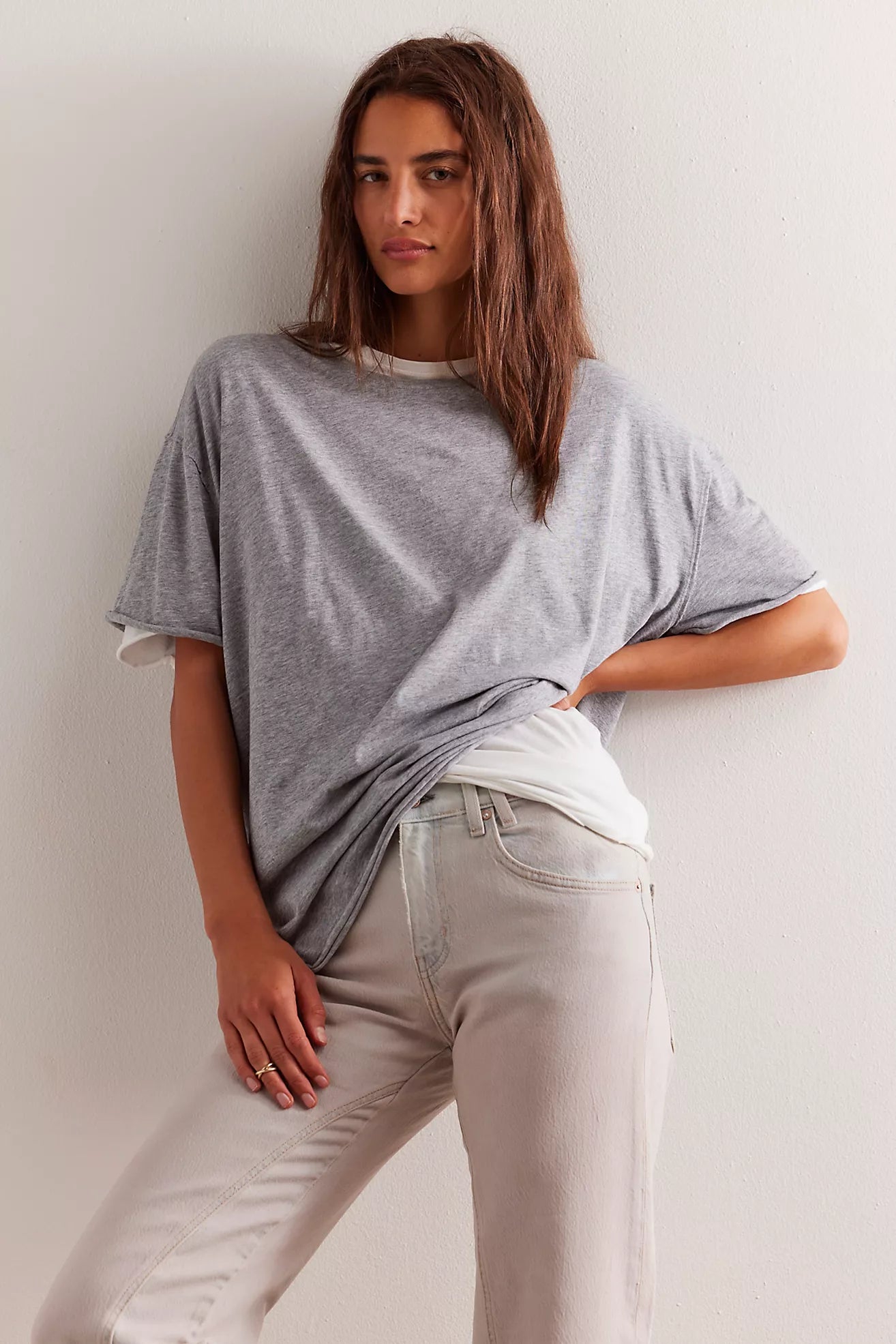 Free People-  We The Free Nina Tee - Heather Grey