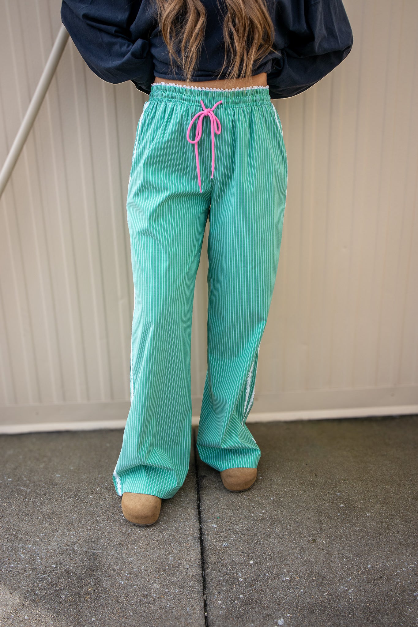 Pop of Green Stripe Pants