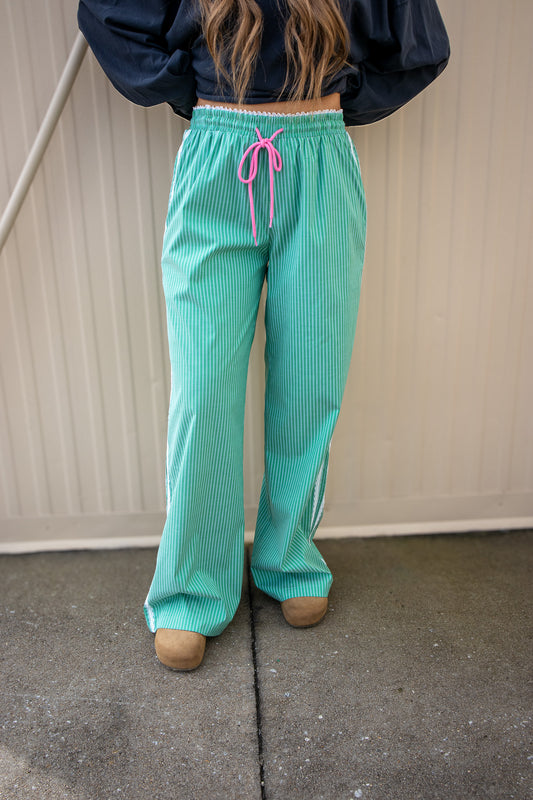 Pop of Green Stripe Pants