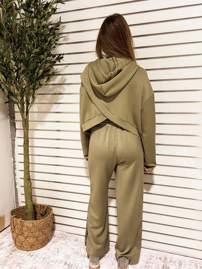 Serenity Modal Side Slit Pants - OLIVE