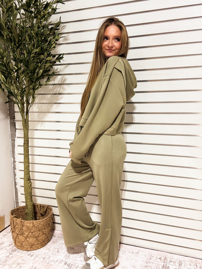 Serenity Modal Side Slit Pants - OLIVE