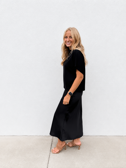 Modern Moment Boxy Mock Neck Top - Sleek Black