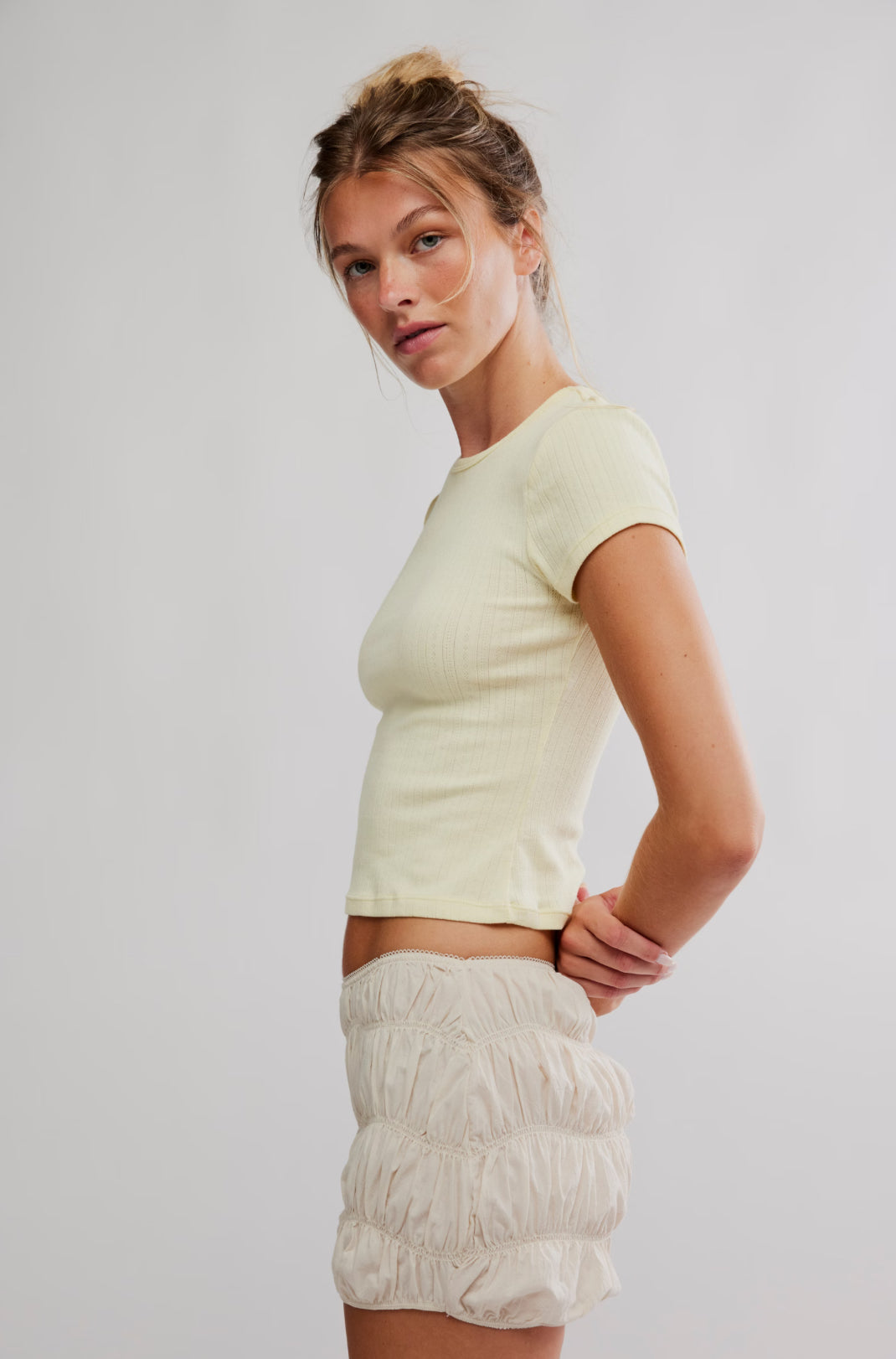 Free People - Wait A Minute Baby Tee - BANANA CREAM