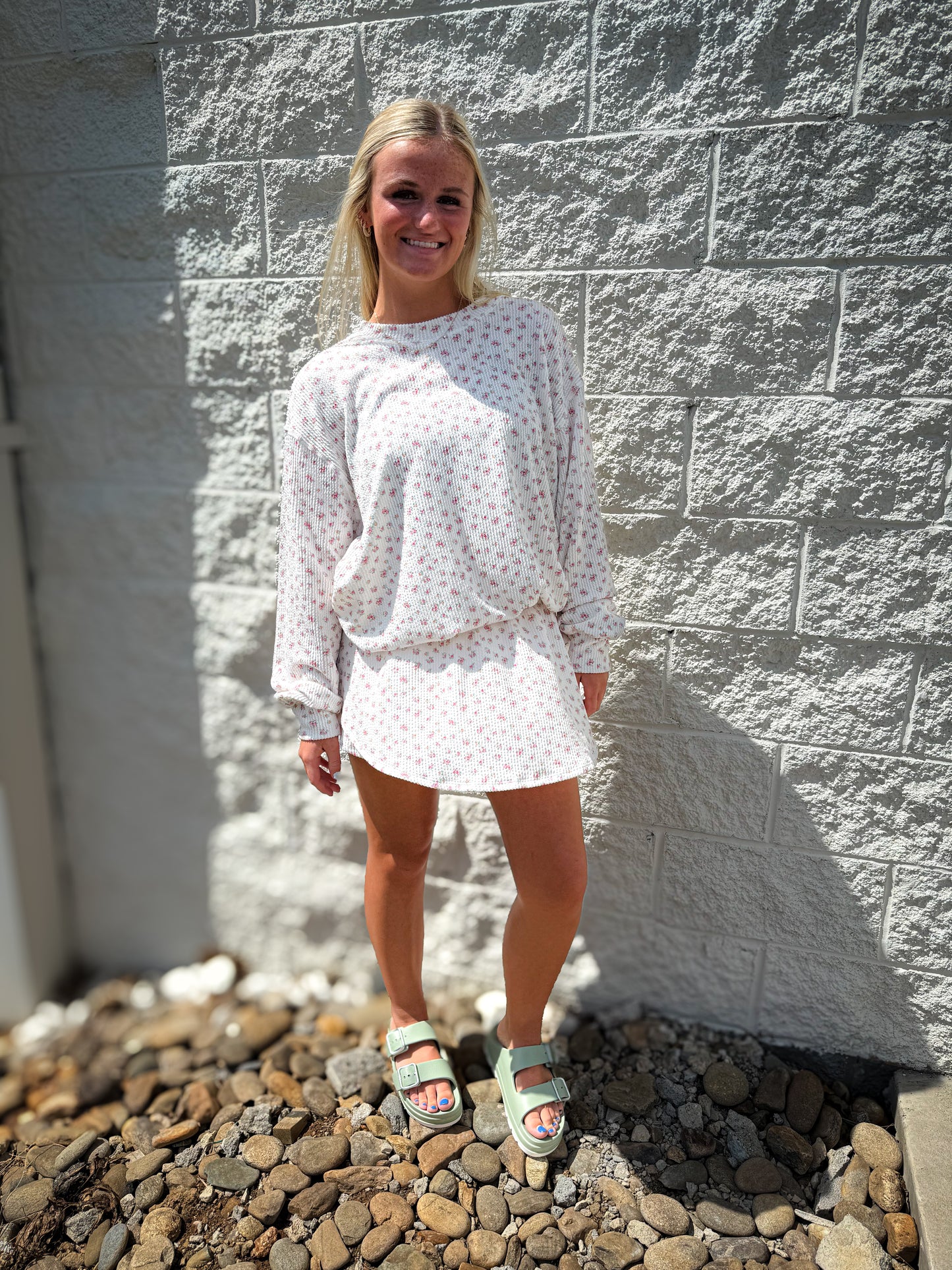 Flirty Floral Ribbed Top & Skort Set