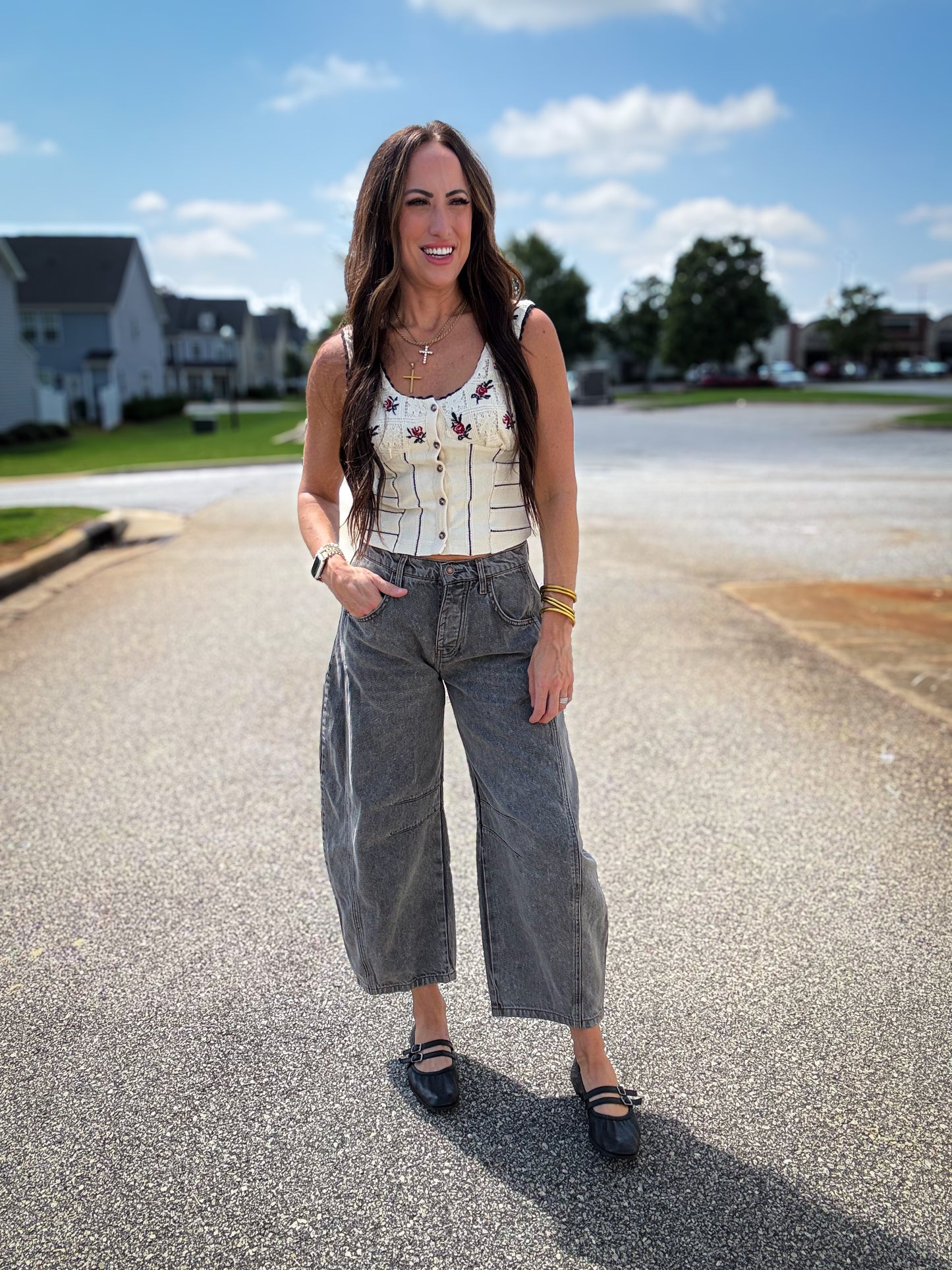 Free People - Rose Bud Knit Top - IVORY COMBO