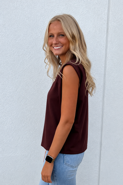 Espresso Hour Structured Shoulder Muscle Tank