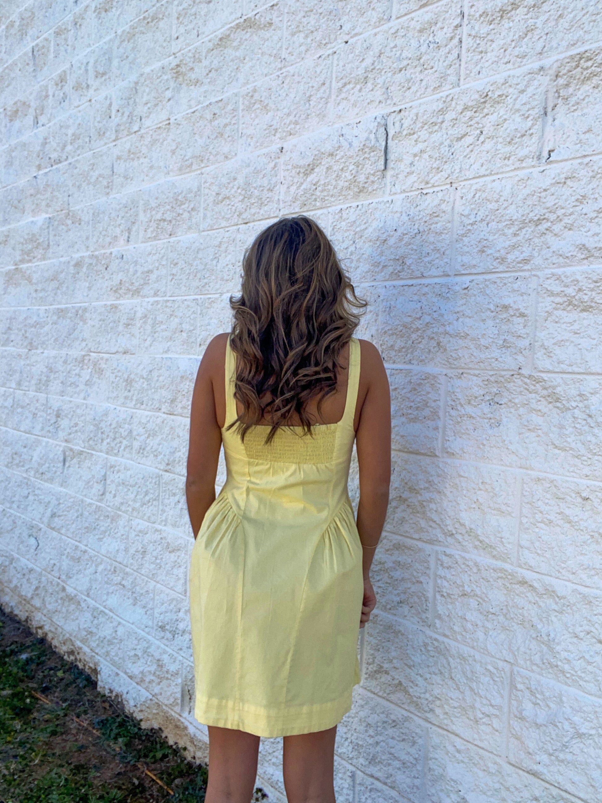 Free People - Astrid Oxford Mini Dress - Banana Cream YES DOLL BOUTIQUE Free People - Astrid Oxford Mini Dress - Banana Cream YES DOLL BOUTIQUE