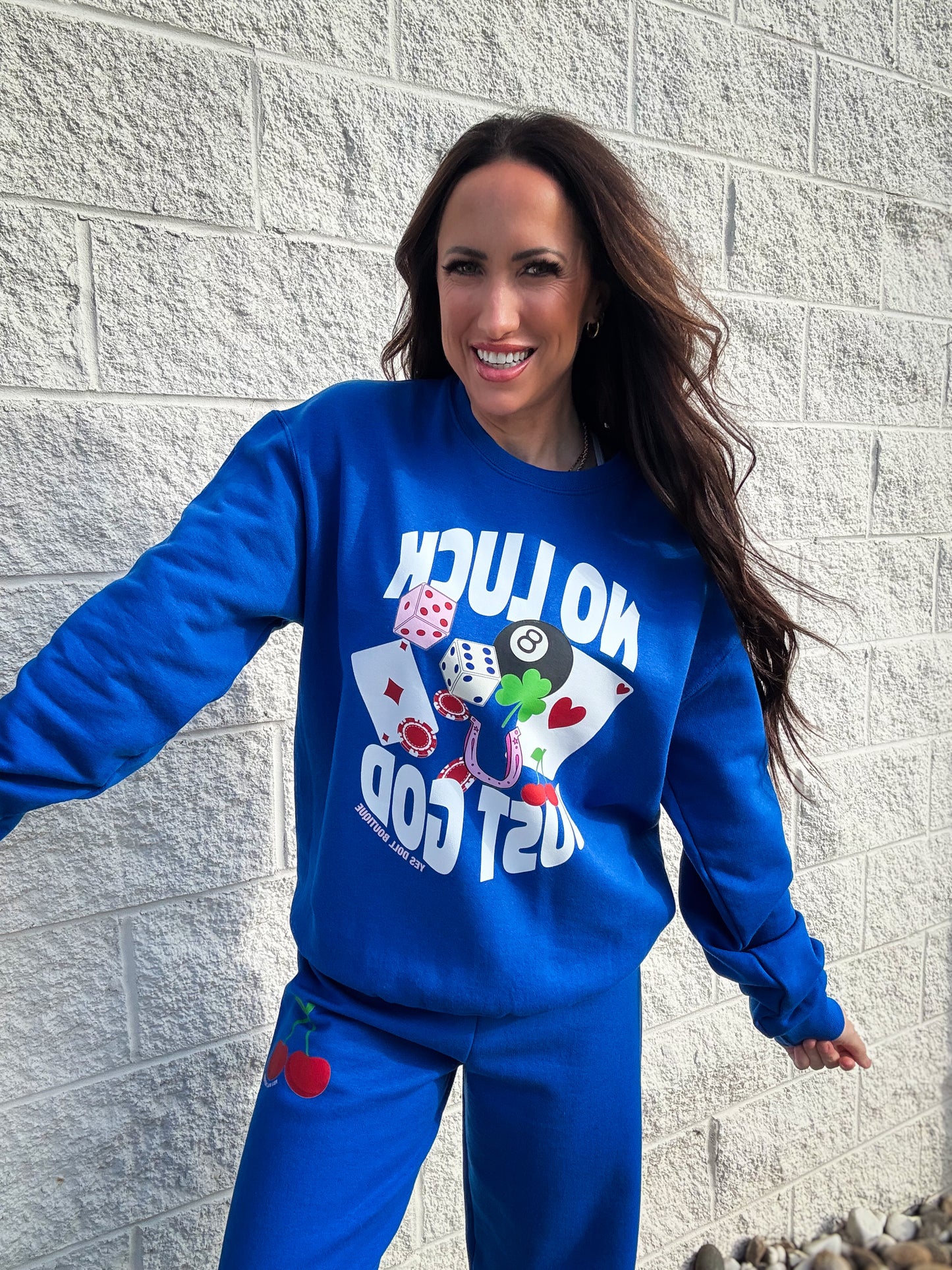 No Luck Just God Graphic Sweatshirt