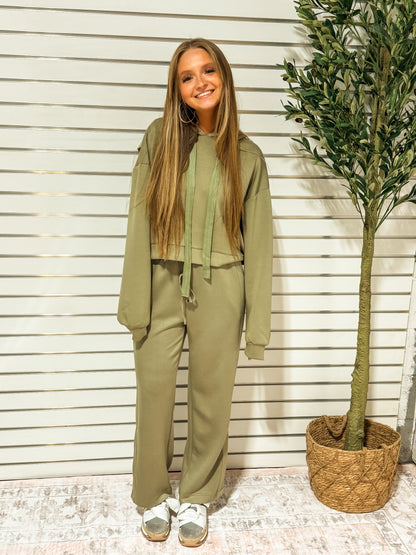 Serenity Modal Side Slit Pants - OLIVE