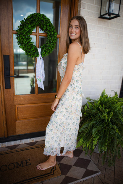 Printed Petal Tiered Maxi Dress