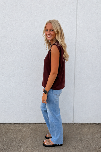 Espresso Hour Structured Shoulder Muscle Tank