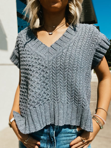 Silver Mist Knit Sweater Vest