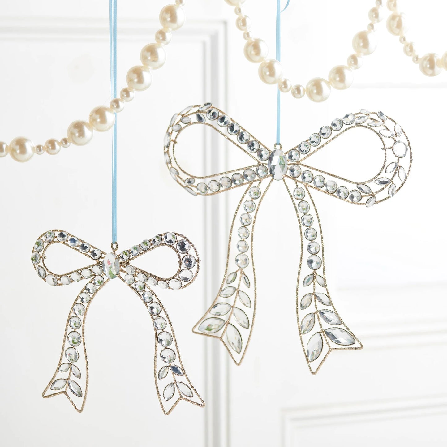 Clear Jeweled Bow Ornament - 7.25"
