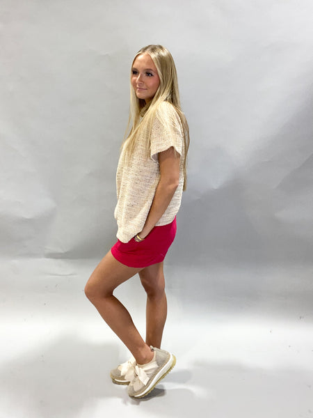 Hot Pink Tulip Quilted Shorts