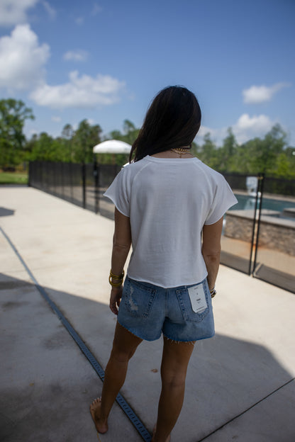 USA Bear Graphic Crop Tee