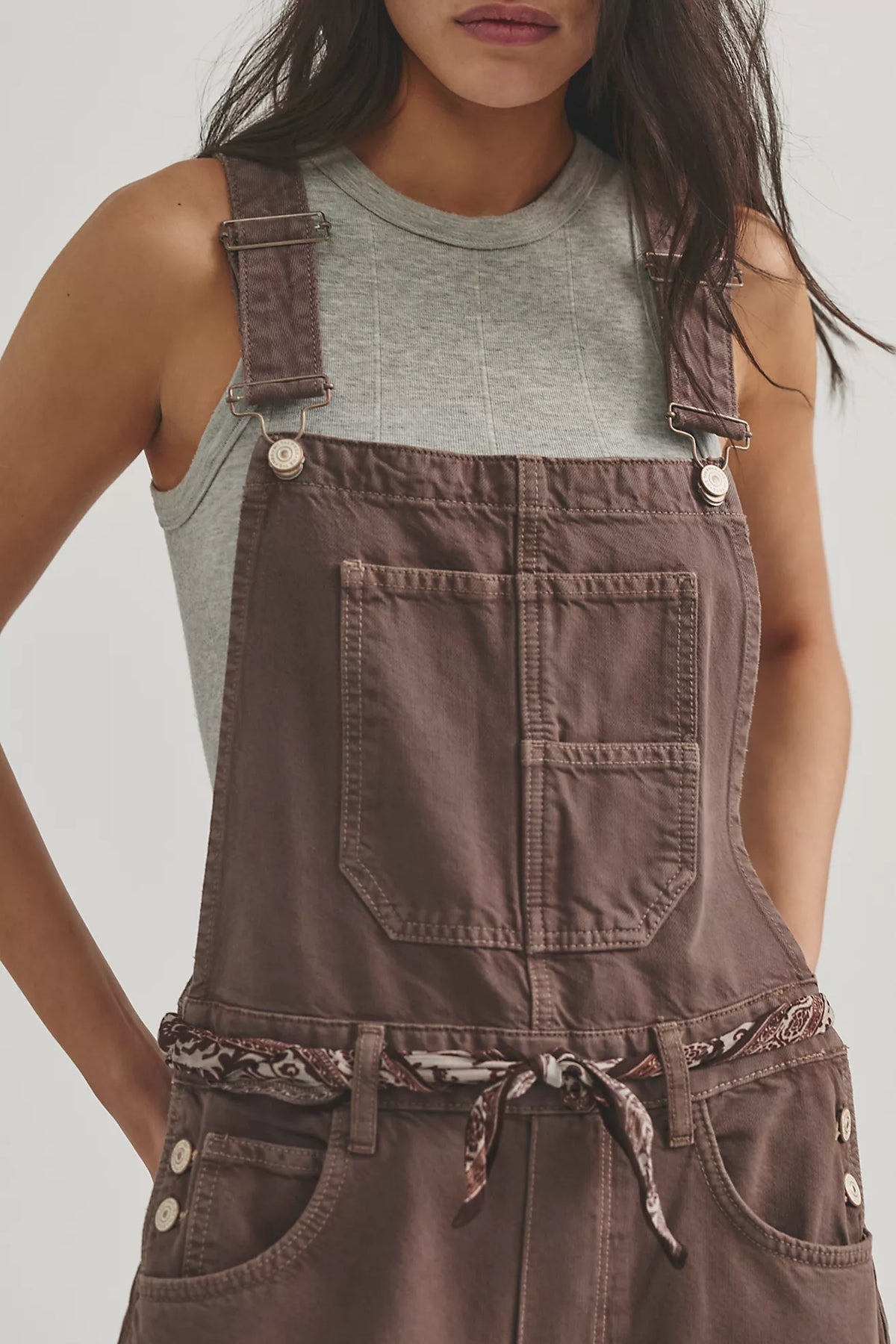 Free People - Good Luck Barrel Overalls - Chocolate Mousse