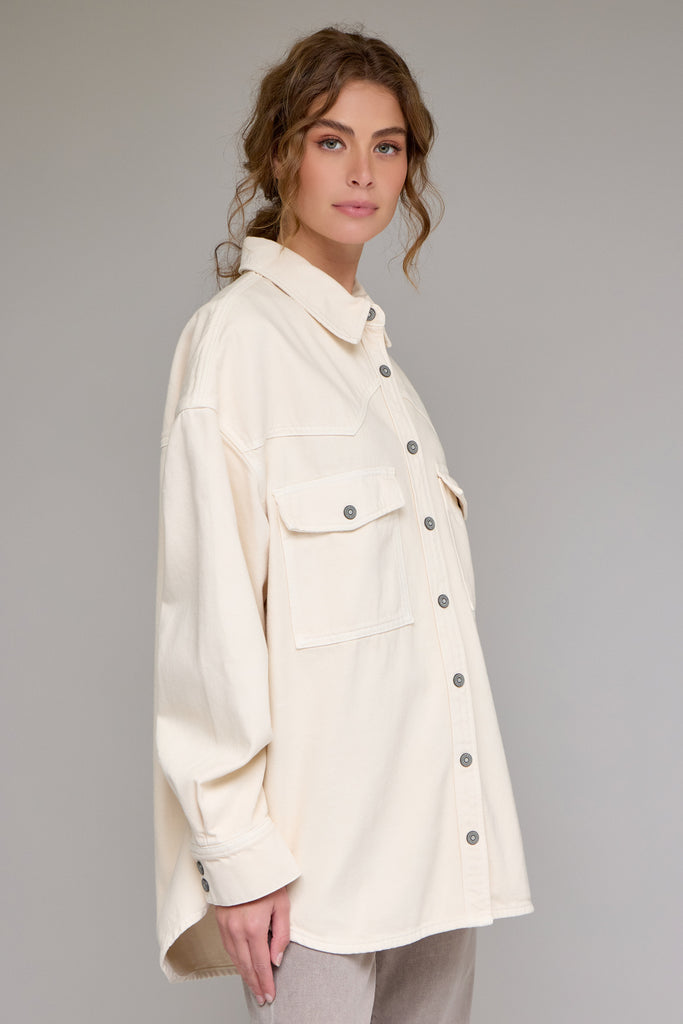 Hidden - Abbey Ecru Oversized Western Jacket