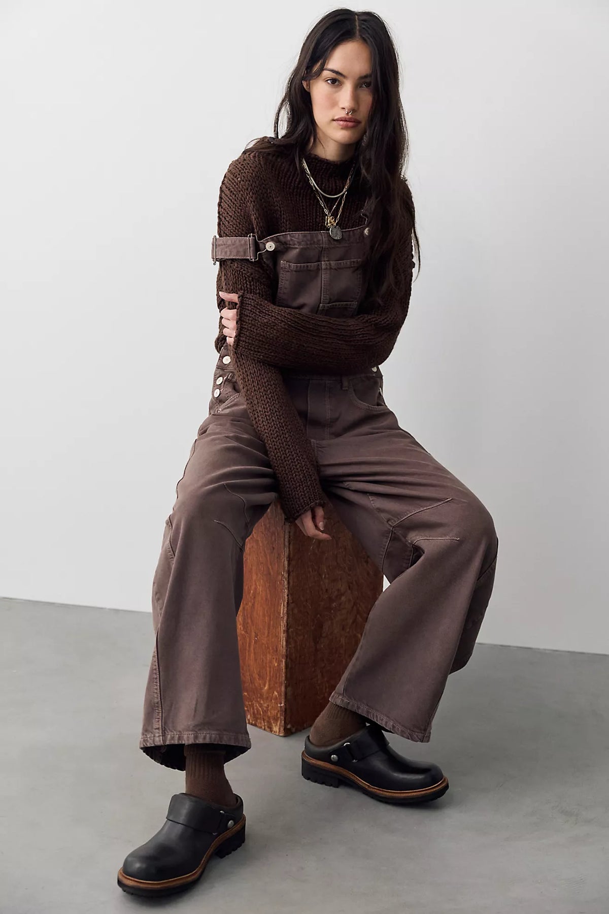 Free People - Good Luck Barrel Overalls - Chocolate Mousse