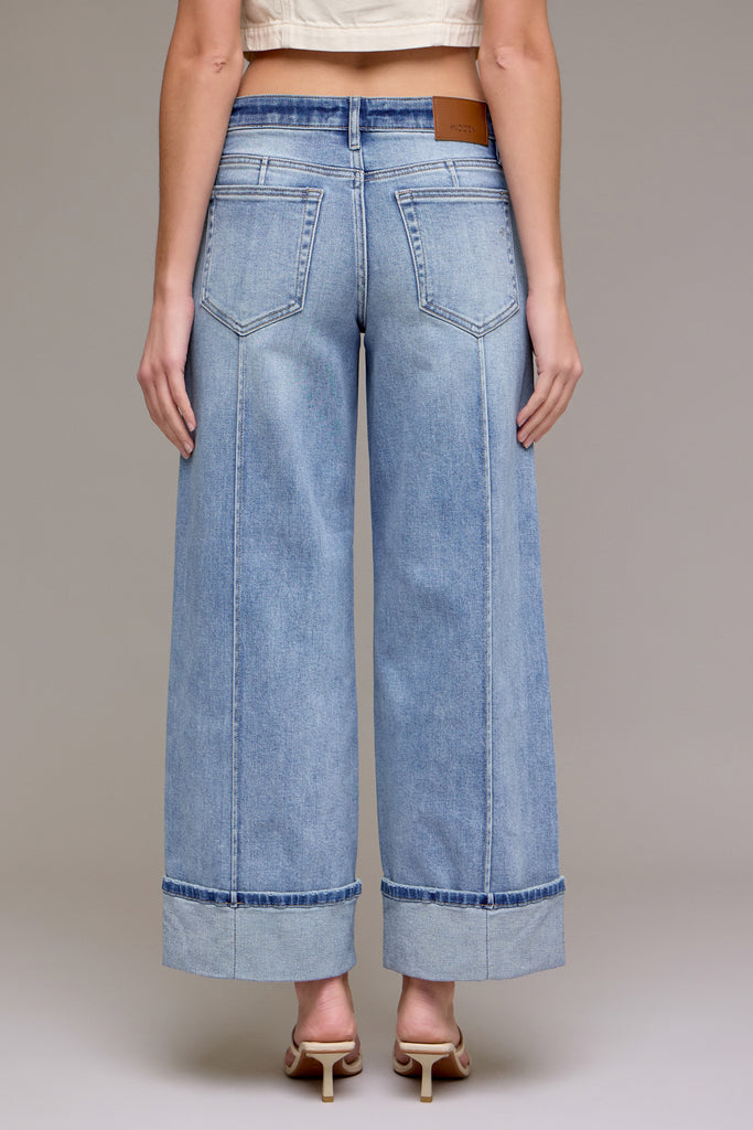 Hidden - Nori Mid Rise Cuffed Wide Leg Jeans