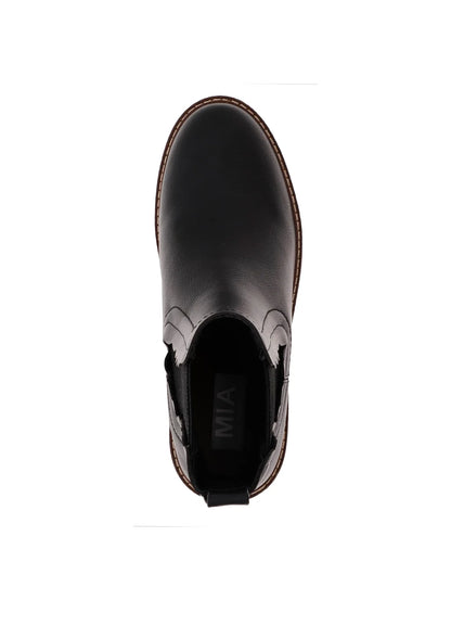 MIA Kellen Scalloped Chelsea Boot - Black Platform Block Heel